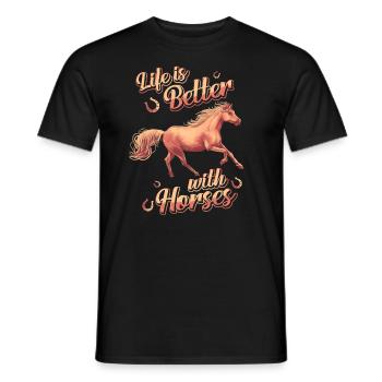 Pferd Pferde Reiten Pferdereiten Sprungreiten - Männer T-Shirt - Schwarz - Vorne - AI Model Male 178 light (178cm)