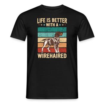 Deutsch Drahthaar Hund - Männer T-Shirt - Schwarz - Vorne - AI Model Male 178 light (178cm)