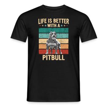 Pitbull Dog - Men's T-Shirt - black - Front - AI Model Male 178 light (178cm)