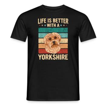 Chien Yorkshire Terrier - T-shirt homme - noir - Devant - AI Model Male 178 light (178cm)