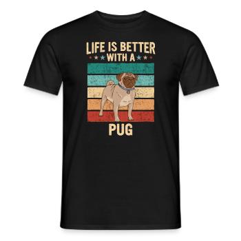 Mops Möpse Hund - Männer T-Shirt - Schwarz - Vorne - AI Model Male 178 light (178cm)