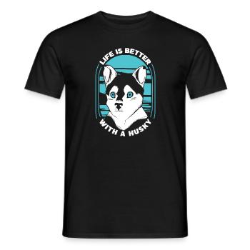 Chien Husky Sibérien - T-shirt homme - noir - Devant - AI Model Male 178 light (178cm)
