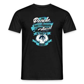 Chien Husky Sibérien - T-shirt homme - noir - Devant - AI Model Male 178 light (178cm)