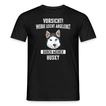 Husky Siberian Husky Hund - Männer T-Shirt - Schwarz - Vorne - AI Model Male 178 light (178cm)
