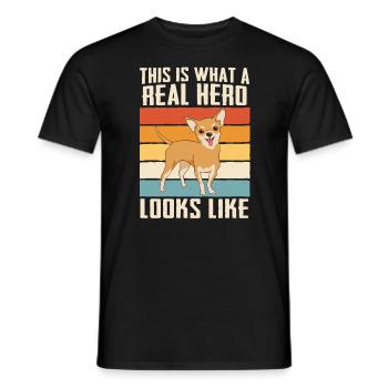 Chien Chihuahua - T-shirt homme - noir - Devant - AI Model Male 178 light (178cm)