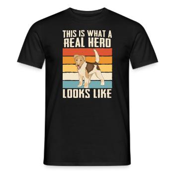 Chien Fox Terrier - T-shirt homme - noir - Devant - AI Model Male 178 light (178cm)