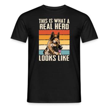 Malinois Hund - Männer T-Shirt - Schwarz - Vorne - AI Model Male 178 light (178cm)