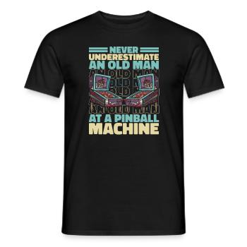 Pinball Flipper Retro Vintage 80s Arcade - Men's T-Shirt - black - Front - AI Model Male 178 light (178cm)