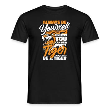 Tiger Tier Zoo Wildtier - Männer T-Shirt - Schwarz - Vorne - AI Model Male 178 light (178cm)