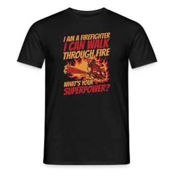 Pompier - T-shirt homme - noir - Devant - AI Model Male 178 light (178cm)