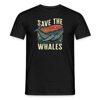 Whale Whales Ocean Blue Whale Humpback Whale - Men's T-Shirt - black - Front - AI Model Male 178 light (178cm)