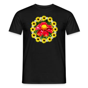 Calendula Sunflower Daisies Flower floral - Men's T-Shirt - black - Front - AI Model Male 178 light (178cm)