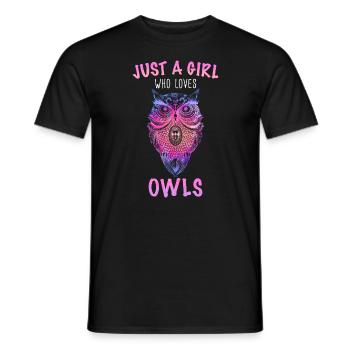 Hibou Oiseau Oiseau Hiboux - T-shirt homme - noir - Devant - AI Model Male 178 light (178cm)