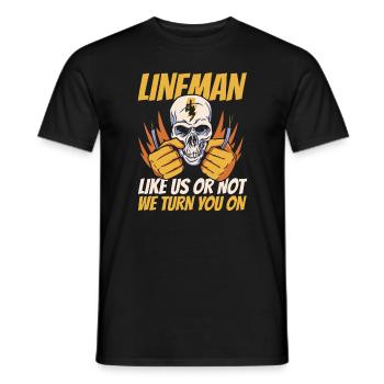 Lineman Elektrokabel Strommast Elektriker - Männer T-Shirt - Schwarz - Vorne - AI Model Male 178 light (178cm)