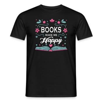 Bücher Buch lesen Bücherei Bibliothek Bücherwurm - Männer T-Shirt - Schwarz - Vorne - AI Model Male 178 light (178cm)