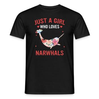 Narval Baleine Océan Narvals Baleines - T-shirt homme - noir - Devant - AI Model Male 178 light (178cm)