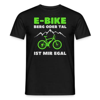 E-Bike gift idea mountain or valley does not matter to me - Men's T-Shirt - black - Front - AI Model Male 178 light (178cm)