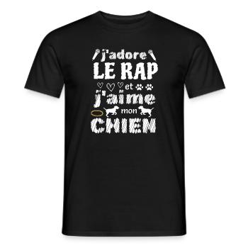 J'adore le rap et j'aime mon chien - T-shirt homme - noir - Devant - AI Model Male 178 light (178cm)