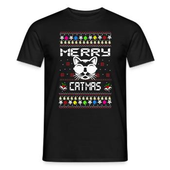 Conception de Noël - Joyeux CATMAS - T-shirt homme - noir - Devant - AI Model Male 178 light (178cm)