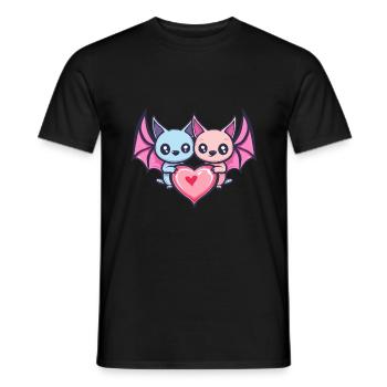 Fledermaus Paar Liebe Valentinstag - Männer T-Shirt - Schwarz - Vorne - AI Model Male 178 light (178cm)