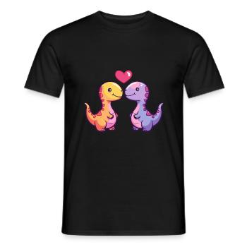 Dinosaurier brontosaurus Paar Liebe Valentinstag - Männer T-Shirt - Schwarz - Vorne - AI Model Male 178 light (178cm)
