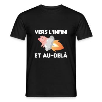 cadeau marrant cochon volant cochon de l'espace - T-shirt homme - noir - Devant - AI Model Male 178 light (178cm)