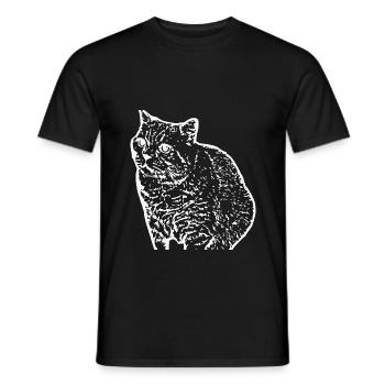 Cat White Silhouette Gift Cat Lover - Men's T-Shirt - black - Front - AI Model Male 178 light (178cm)