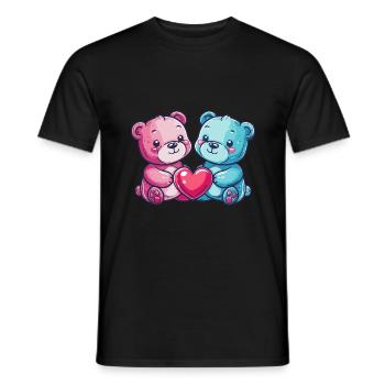 Bär Paar Liebe Valentinstag - Männer T-Shirt - Schwarz - Vorne - AI Model Male 178 light (178cm)