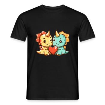Dinosaurier triceratops Paar Liebe Valentinstag - Männer T-Shirt - Schwarz - Vorne - AI Model Male 178 light (178cm)