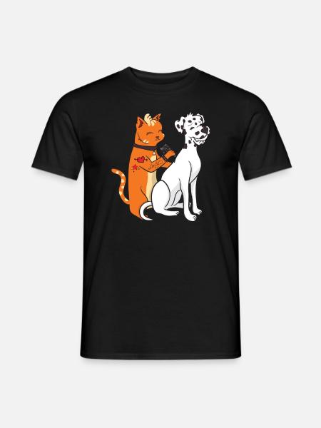 Dalmatiner Hund Tattoo Katze Lustig Geschenk - Männer T-Shirt - Schwarz
