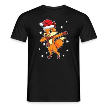 Fox Christmas Dabbing Dance Gift - Men's T-Shirt - black - Front - AI Model Male 178 light (178cm)