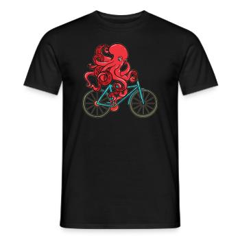 Bicycle cyclist octopus octopus gift - Men's T-Shirt - black - Front - AI Model Male 178 light (178cm)