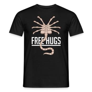 Kostenlose Hugs Aliens - Männer T-Shirt - Schwarz - Vorne - AI Model Male 178 light (178cm)