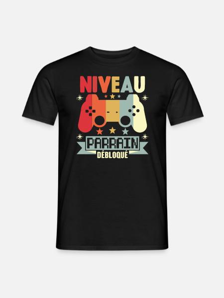 Niveau Parrain Débloqué Annonce Grossesse Cadeau - T-shirt homme - noir