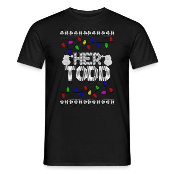 His Margo Her Todd Ugly Christmas Couple Matching - Men's T-Shirt - black - Front - AI Model Male 178 light (178cm)