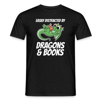 Livre Livres Dragon Dragon Cadeau - T-shirt homme - noir - Devant - AI Model Male 178 light (178cm)