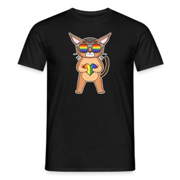 Chat LGBT Chausie Rainbow - T-shirt homme - noir - Devant - AI Model Male 178 light (178cm)