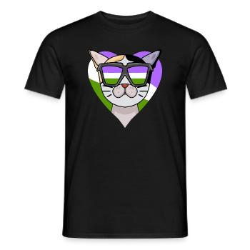 Genderqueer Lgbt Cat Japanese Bobtail - Men's T-Shirt - black - Front - AI Model Male 178 light (178cm)