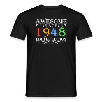 1948 - Born 1948 - Fantastic since 1948 - Men's T-Shirt - black - Front - AI Model Male 178 light (178cm)