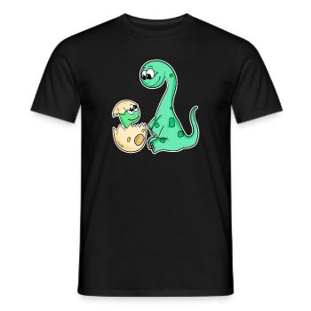 Dinosaurs with Baby Dinosaurs - Men's T-Shirt - black - Front - AI Model Male 178 light (178cm)