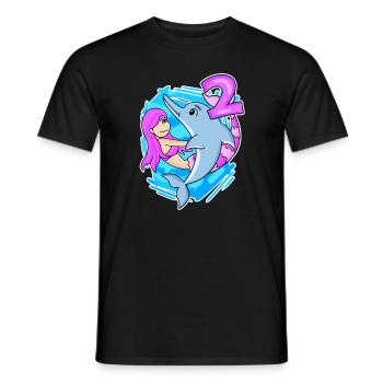 2ème anniversaire fille 2 ans sirène - T-shirt homme - noir - Devant - AI Model Male 178 light (178cm)