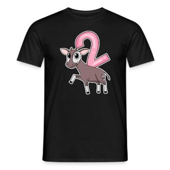 Fille de 2 ans Okapi 2ème cadeau d’anniversaire - T-shirt homme - noir - Devant - AI Model Male 178 light (178cm)