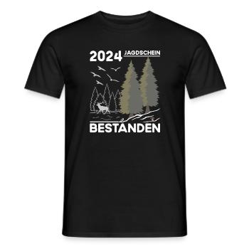 Jagdschein Bestanden 2024 - Männer T-Shirt - Schwarz - Vorne - AI Model Male 178 light (178cm)
