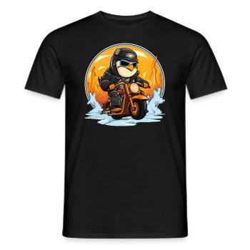 Penguins Motorcycle / Motorcyclist Penguin - Men's T-Shirt - black - Front - AI Model Male 178 light (178cm)
