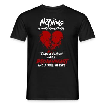 Broken Heart Love Dangerous Smile Face - Men's T-Shirt - black - Front - AI Model Male 178 light (178cm)