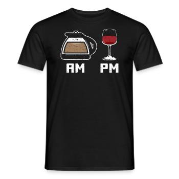 Kaffee Wein AM PM - Männer T-Shirt - Schwarz - Vorne - AI Model Male 178 light (178cm)