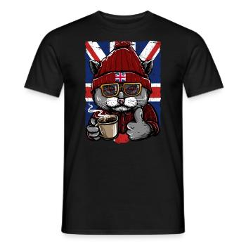 UK Union Jack Flag T-Shirt English England Cats - T-shirt homme - noir - Devant - AI Model Male 178 light (178cm)
