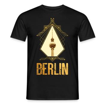 Berlin Deutschland Stadt Skyline Gold Heimat Liebe - Männer T-Shirt - Schwarz - Vorne - AI Model Male 178 light (178cm)