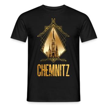 Chemnitz Germany City Skyline Gold Love - Men's T-Shirt - black - Front - AI Model Male 178 light (178cm)