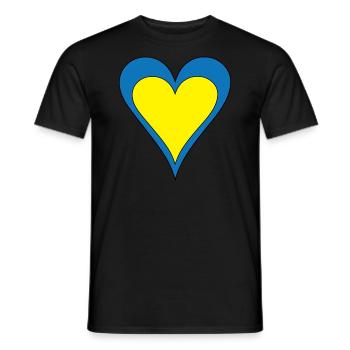 Ukraine flag heart blue yellow black border - Men's T-Shirt - black - Front - AI Model Male 178 light (178cm)